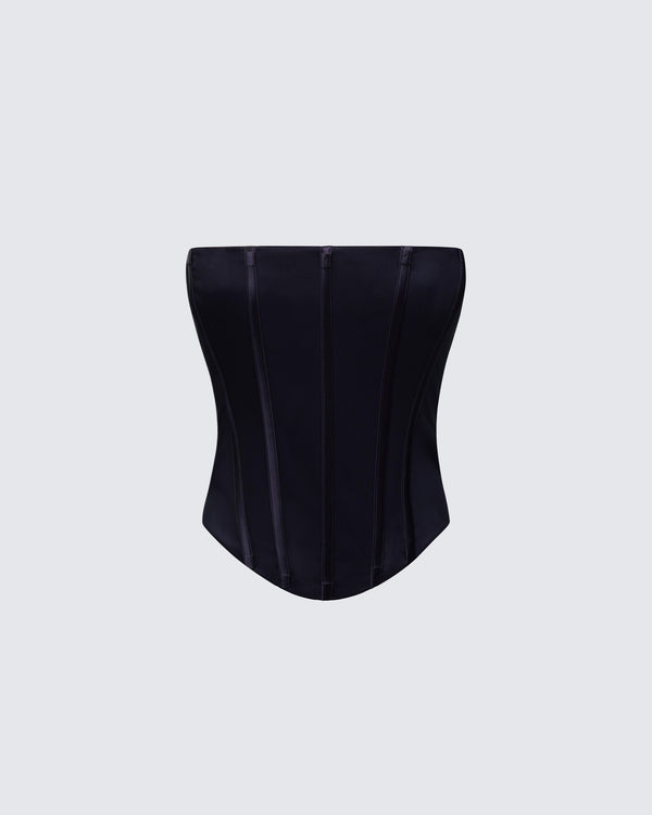 finesse Tina Black Mesh Corset Top