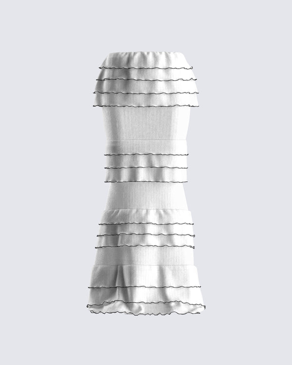 finesse Toman White Tiered Maxi Skirt