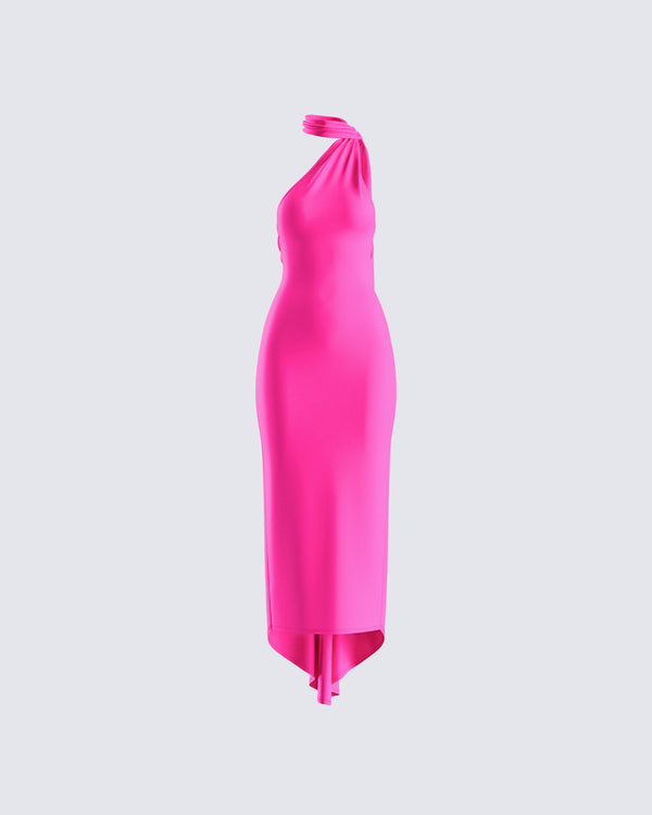 finesse Toni Hot Pink One Shoulder Dress