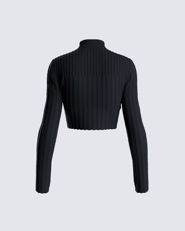 Finesse Travis Black Sweater Knit Top