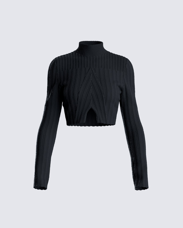 finesse Travis Black Sweater Knit Top