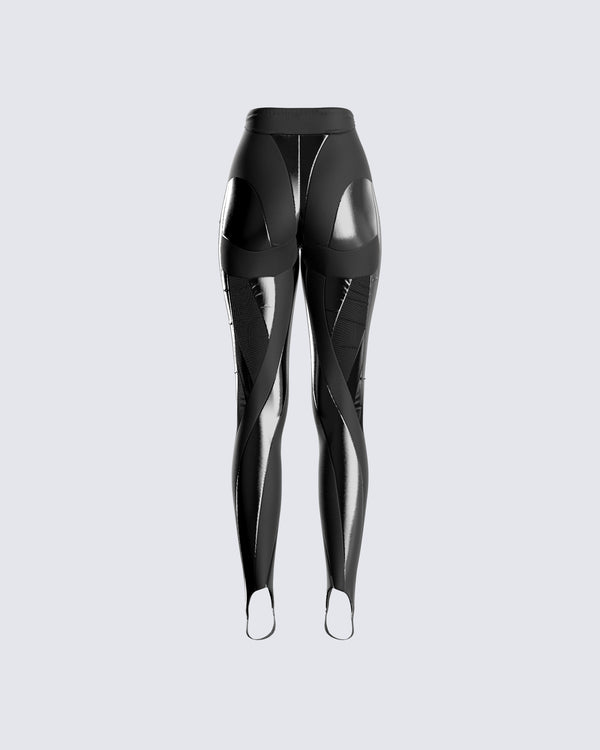 Finesse Trinity Black Sheer Spiral Legging