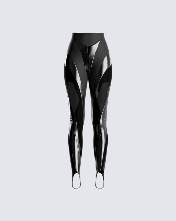 finesse Trinity Black Sheer Spiral Legging