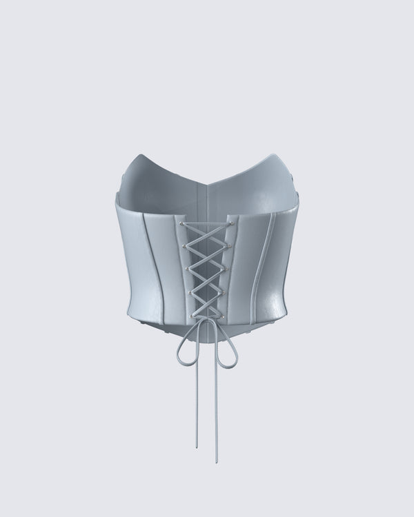 Finesse Tui Grey Vegan Leather Corset Top