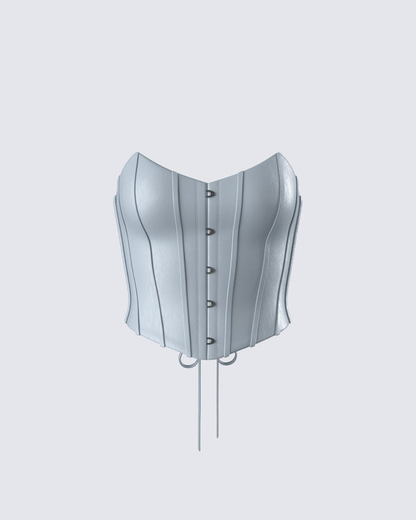 finesse Tui Grey Vegan Leather Corset Top