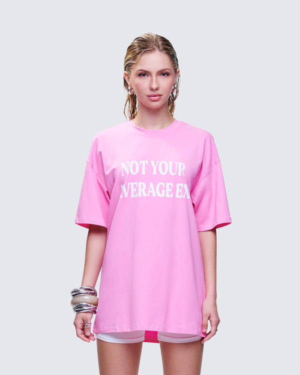 Finesse Ula Pink Printed Oversized Tee