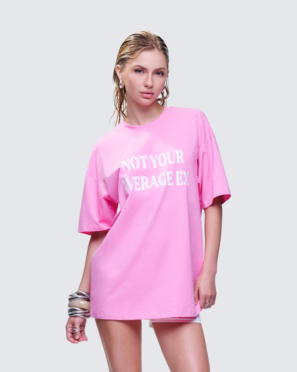 Finesse Ula Pink Printed Oversized Tee