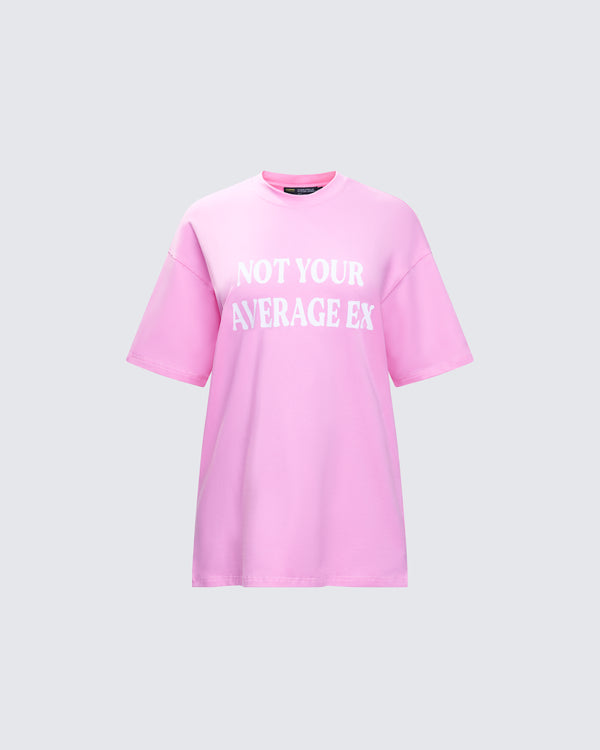 finesse Ula Pink Printed Oversized Tee