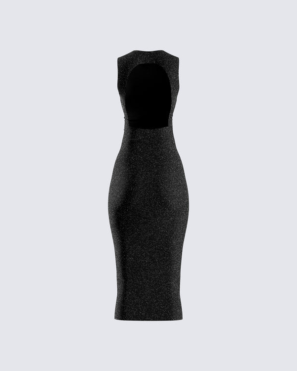 Finesse Umbra Black Shimmer Midi Dress