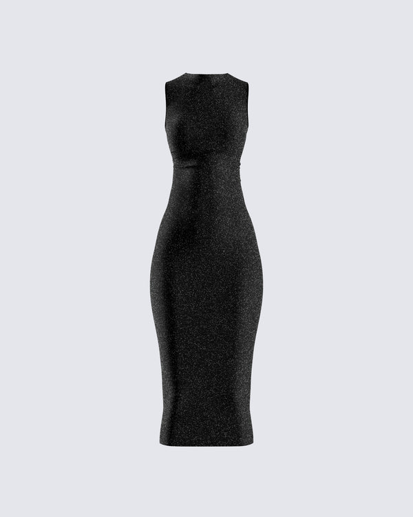 finesse Umbra Black Shimmer Midi Dress