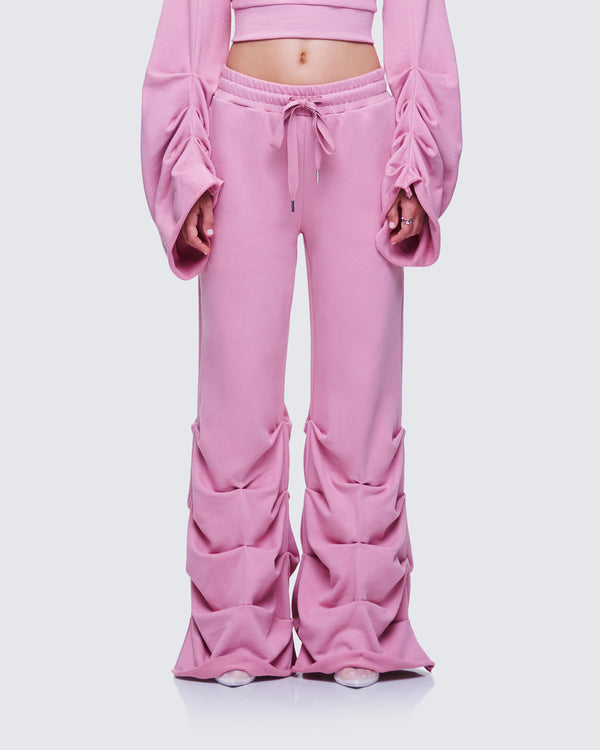 Finesse Una Pink Stacked Leg Toggle Sweatpant