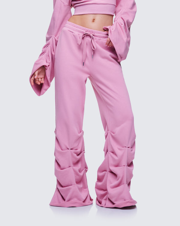 Finesse Una Pink Stacked Leg Toggle Sweatpant
