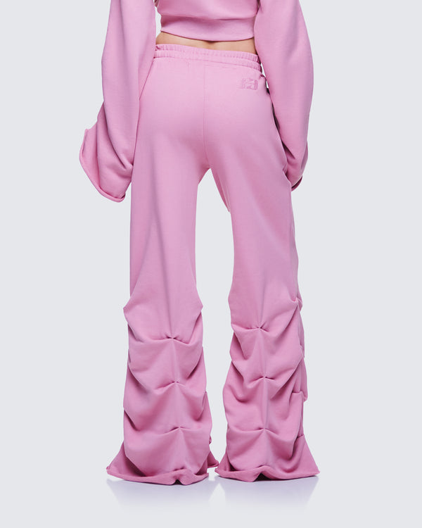 Finesse Una Pink Stacked Leg Toggle Sweatpant