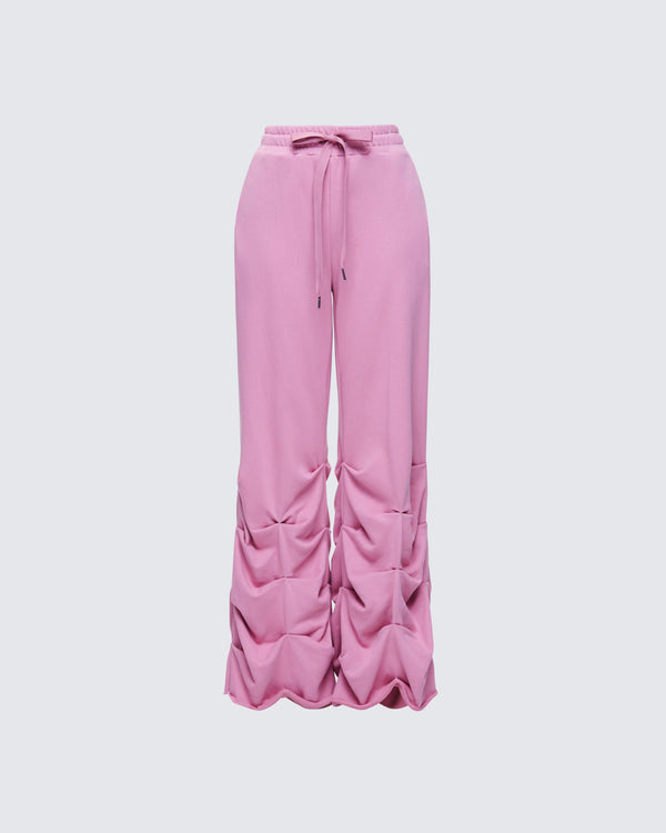 finesse Una Pink Stacked Leg Toggle Sweatpant