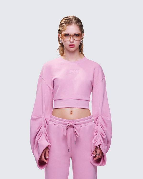 Finesse Una Pink Stacked Sleeve Sweatshirt