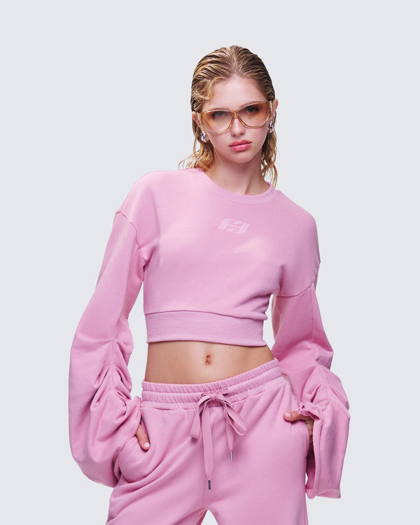 Finesse Una Pink Stacked Sleeve Sweatshirt