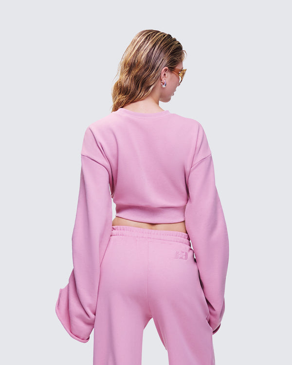 Finesse Una Pink Stacked Sleeve Sweatshirt