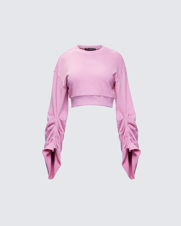 finesse Una Pink Stacked Sleeve Sweatshirt