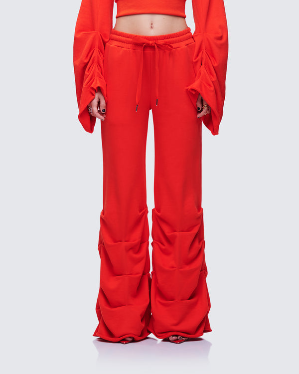 Finesse Una Red Stacked Leg Toggle Sweatpant