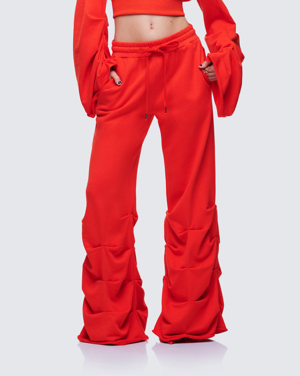 Finesse Una Red Stacked Leg Toggle Sweatpant