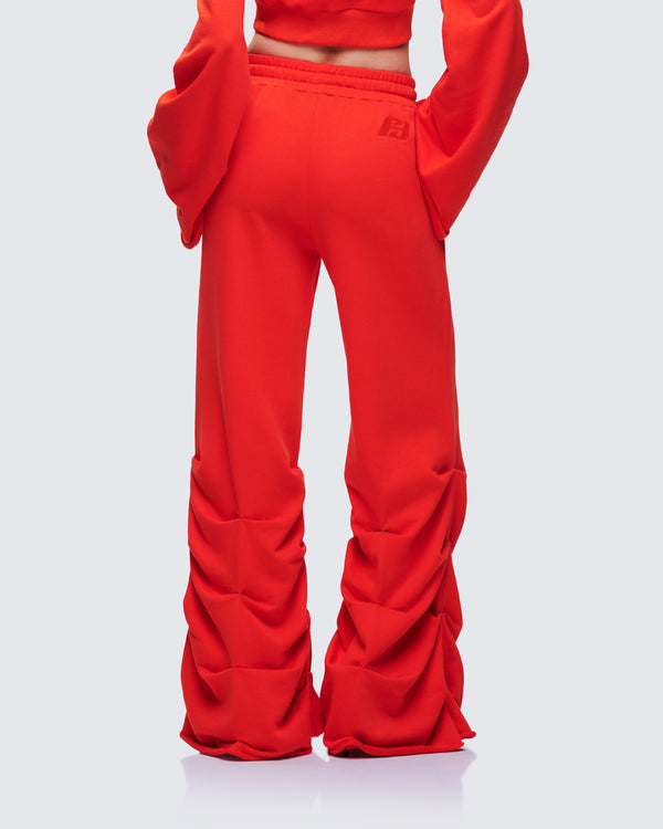Finesse Una Red Stacked Leg Toggle Sweatpant