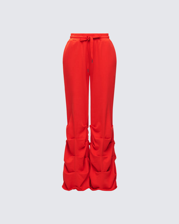 finesse Una Red Stacked Leg Toggle Sweatpant