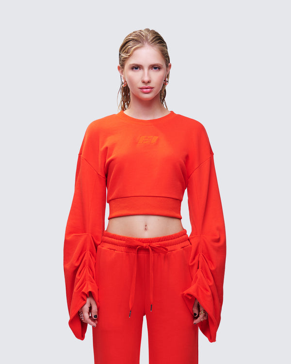 Finesse Una Red Stacked Sleeve Sweatshirt