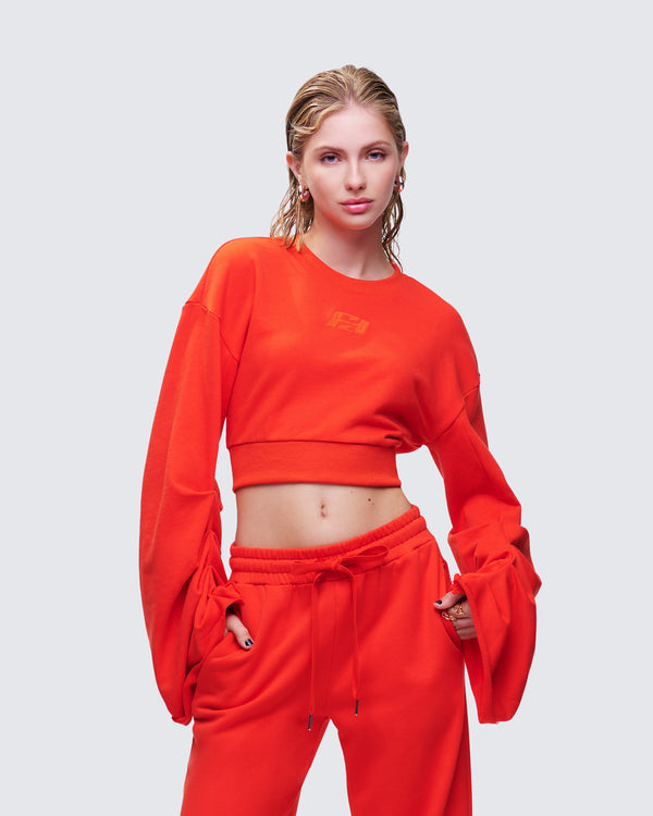 Finesse Una Red Stacked Sleeve Sweatshirt