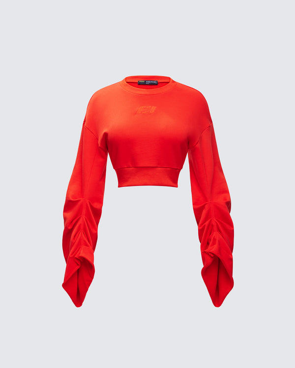 finesse Una Red Stacked Sleeve Sweatshirt