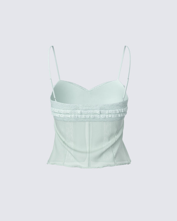Finesse Ursuline Sage Ruffle Trim Cami Top