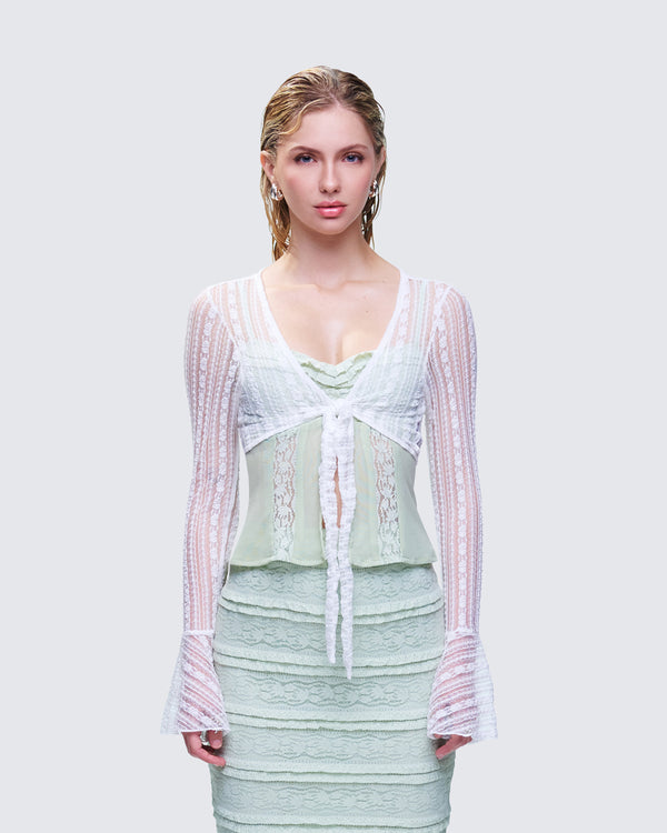 Finesse Ursuline White Lace Flare Sleeved Bolero