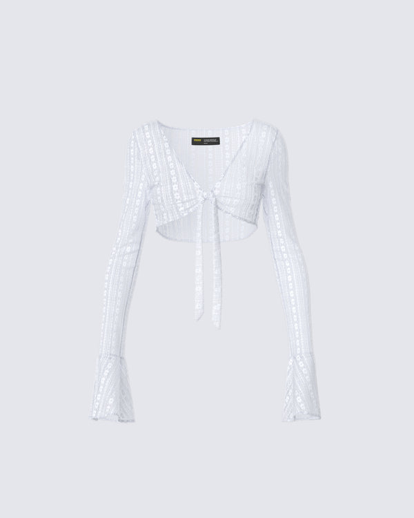finesse Ursuline White Lace Flare Sleeved Bolero