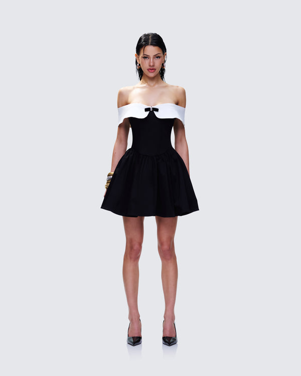 Finesse Vale Black Off Shoulder Mini Dress