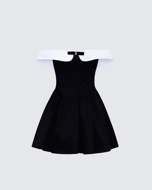 finesse Vale Black Off Shoulder Mini Dress