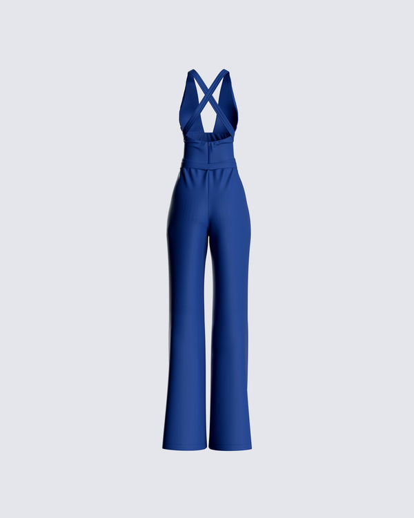 Finesse Valentina Blue Halter Jumpsuit