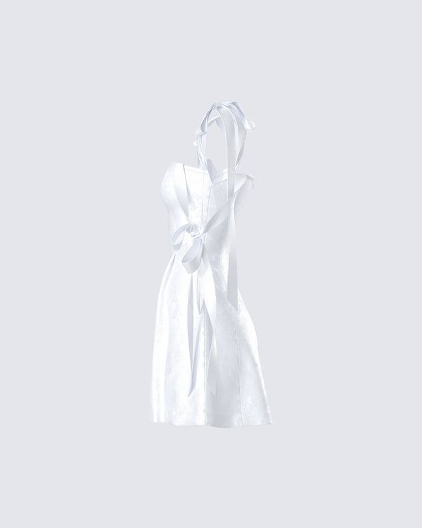 Finesse Valeria White Satin Mini Dress