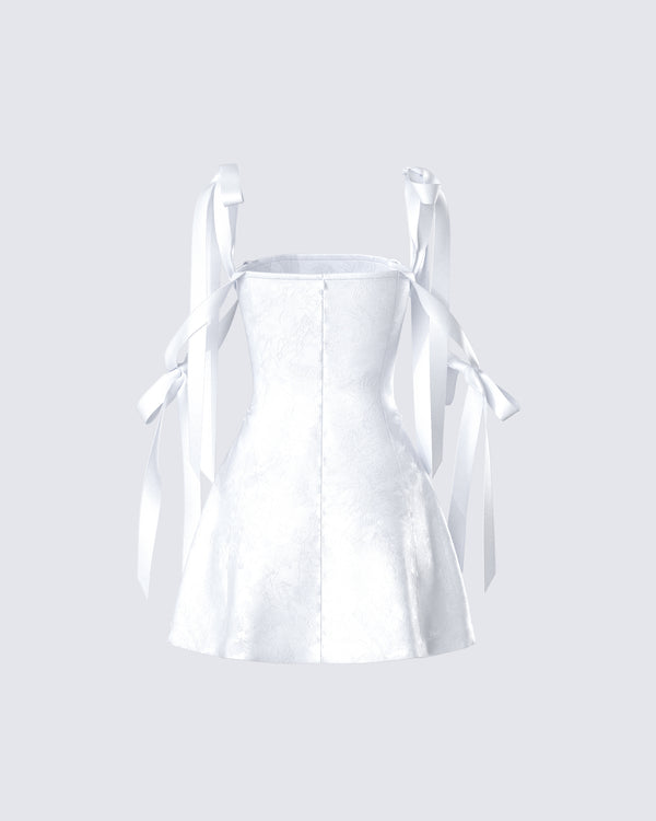 Finesse Valeria White Satin Mini Dress