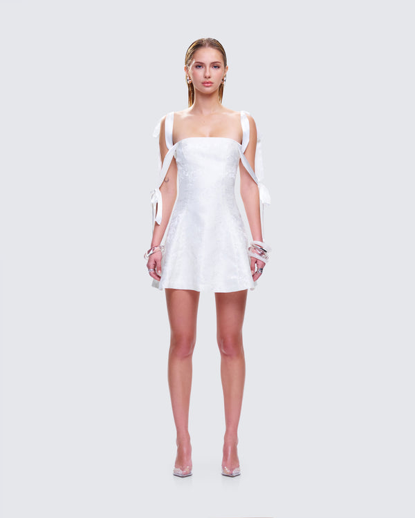 Finesse Valeria White Satin Mini Dress