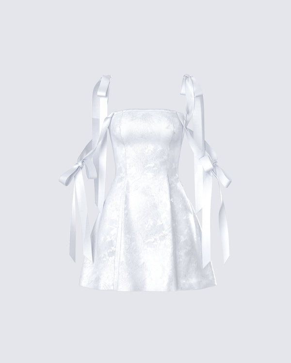 finesse Valeria White Satin Mini Dress
