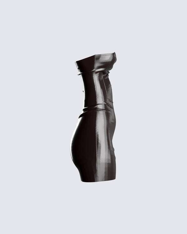 Finesse Valerie Brown Vegan Leather Dress