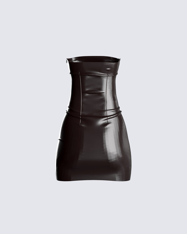 Finesse Valerie Brown Vegan Leather Dress