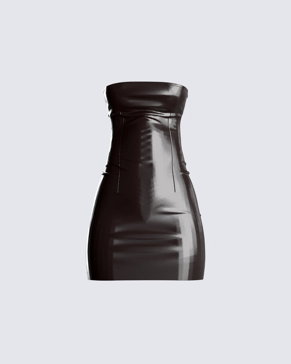finesse Valerie Brown Vegan Leather Dress
