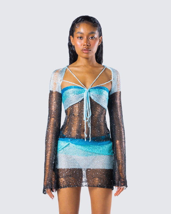 Finesse Vanessa Black Sequin Knit Top