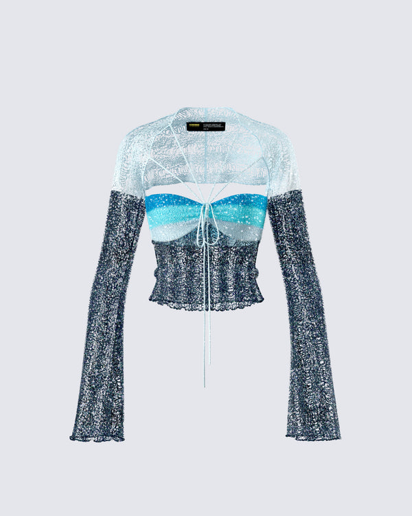 finesse Vanessa Black Sequin Knit Top