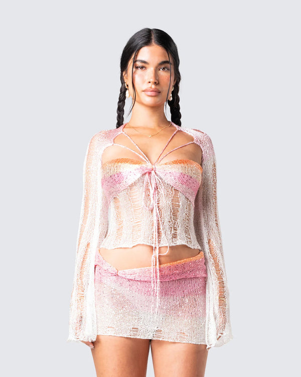 Finesse Vanessa Pink Sequin Knit Top