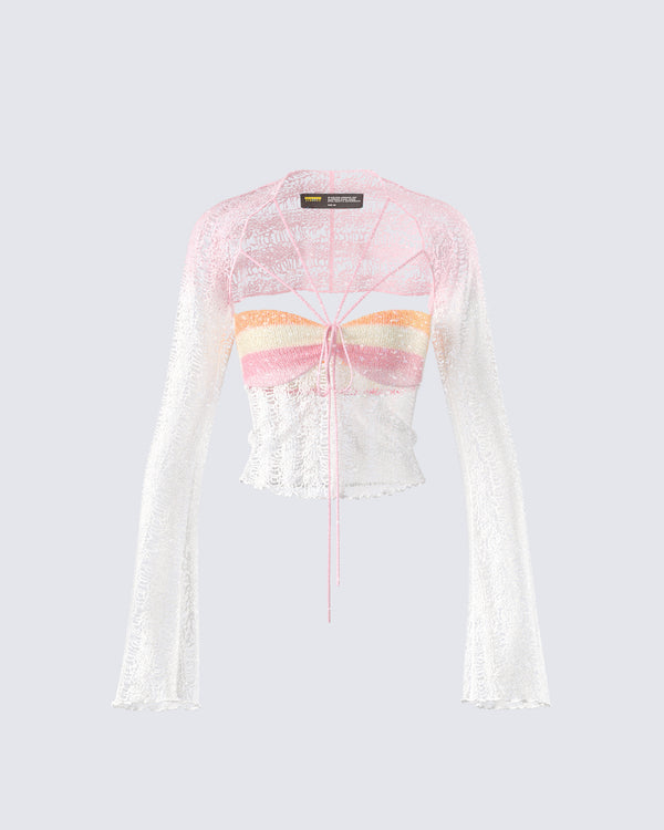 finesse Vanessa Pink Sequin Knit Top