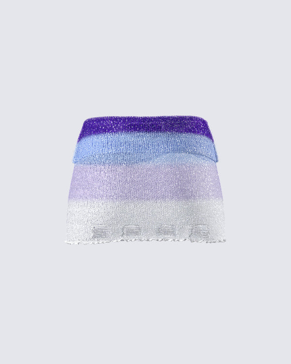 Finesse Vanessa Purple Sequin Knit Skirt