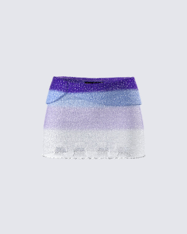 finesse Vanessa Purple Sequin Knit Skirt