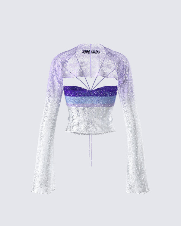 Finesse Vanessa Purple Sequin Knit Top
