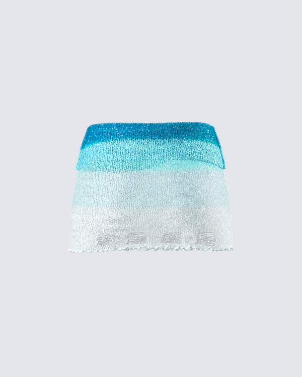 Finesse Vanessa Turquoise Sequin Knit Skirt